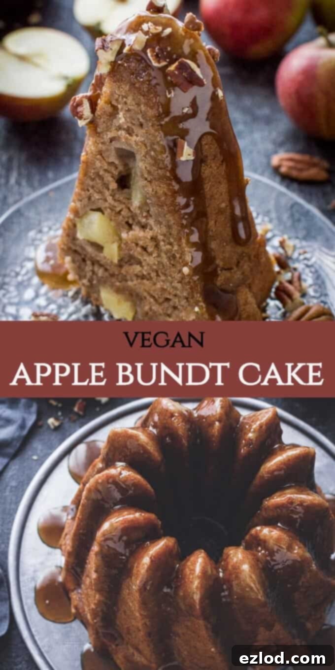 Vegan apple bundt cake - easy to make, moist and lightly spiced, this vegan apple cake is sure to be a hit. Made with both fresh apples and applesauce for the best apple flavour. #vegan #bundtcake #applecake #baking #veganbaking #vegancake