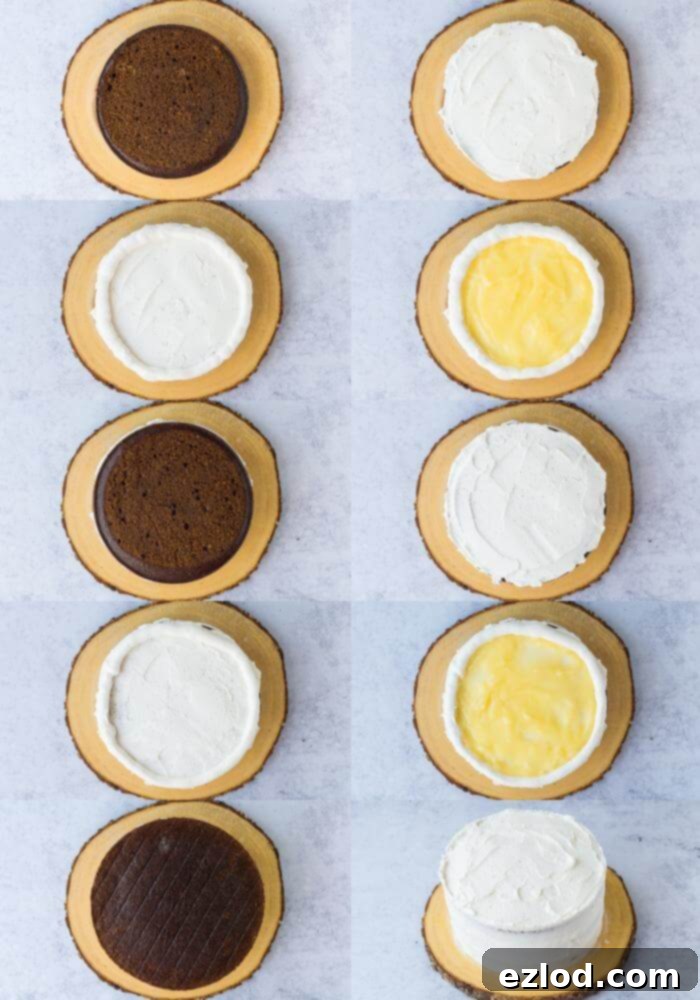 Step-by-step assembly of the vegan woodland animal ginger cake, showing layers and frosting.