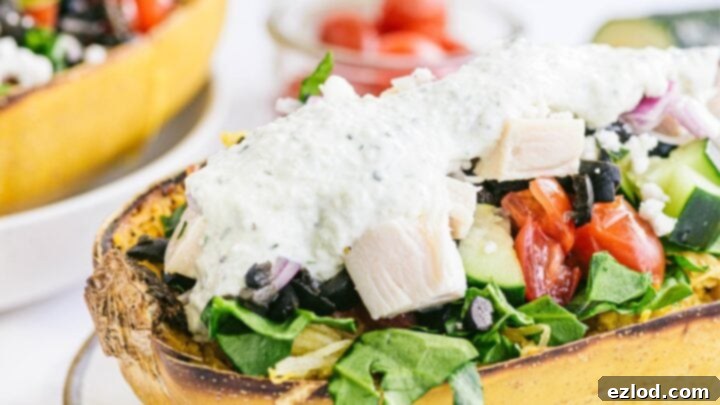 Instant Pot Mediterranean Stuffed Spaghetti Squash Boats