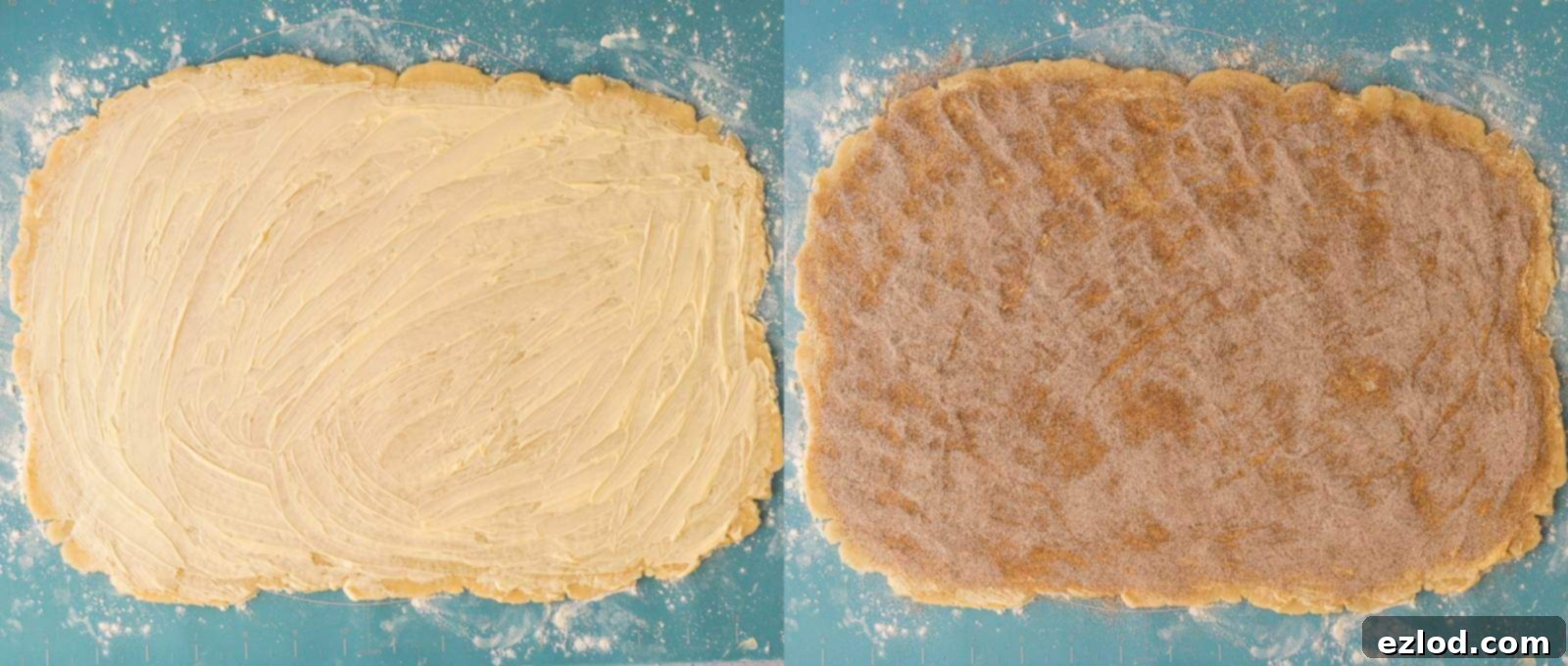 cinnamon swirl cookies step 2 - rolling out the dough