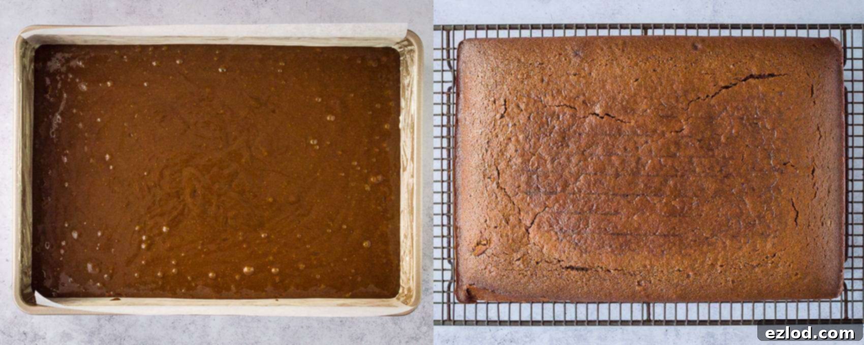 vegan ginger cake step 2 - baking the cake