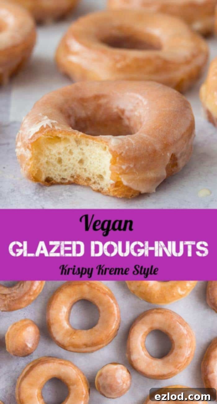 Vegan glazed doughnuts - these egg and dairy free fried ring doughnuts are incredibly light and fluffy. Topped with a vanilla glaze they are so moreish and very similar to a Krispy Kreme. #doughnuts #donuts #veganjunkfood #vegan #vegandoughnuts #krispykreme #frieddoughnuts #eggless #dairyfree