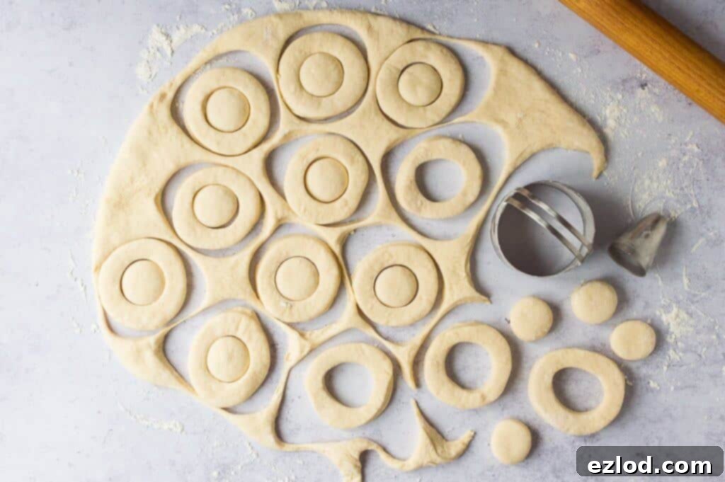 vegan glazed doughnuts step 4 - cutting out the doughnuts