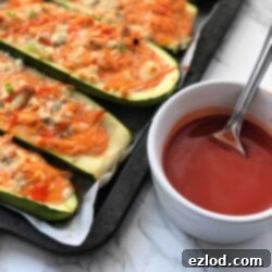 Buffalo Chicken Zucchini Boats