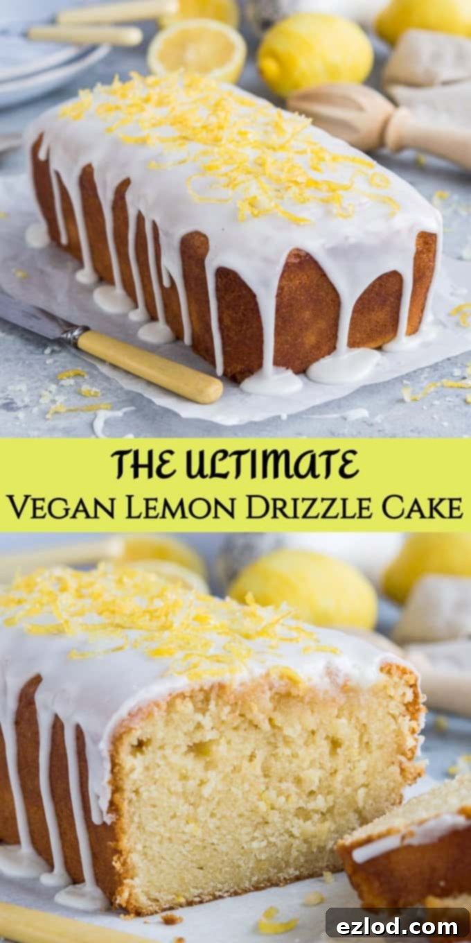 vegan lemon drizzle cake pinterest image