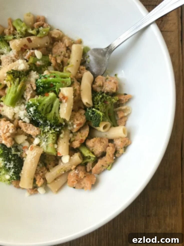 Instant Pot Sausage Broccoli Pasta, 21 Day Fix approved