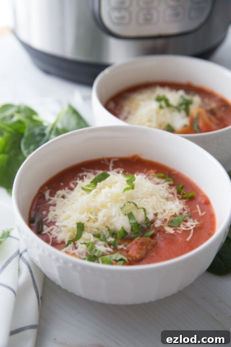 Healthy Instant Pot Lasagna Soup, gluten-free, 21 Day Fix