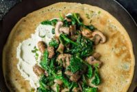 Plant-Powered Crepes: Spinach, Mushroom & Creamy Almond Cheese