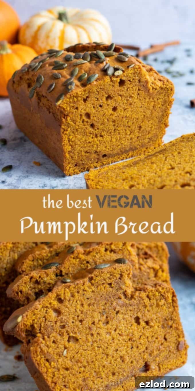 Pin This: The Ultimate Vegan Pumpkin Bread for Fall A visually appealing pin-friendly image showcasing the delicious vegan pumpkin bread, perfect for social media sharing and inspiring autumn baking.