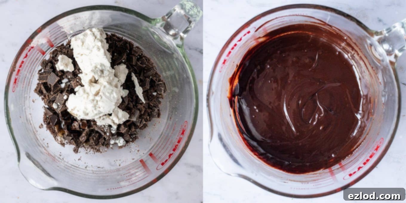 Divine Vegan Chocolate Mousse 2 step 1 - melting the chocolate and coconut cream