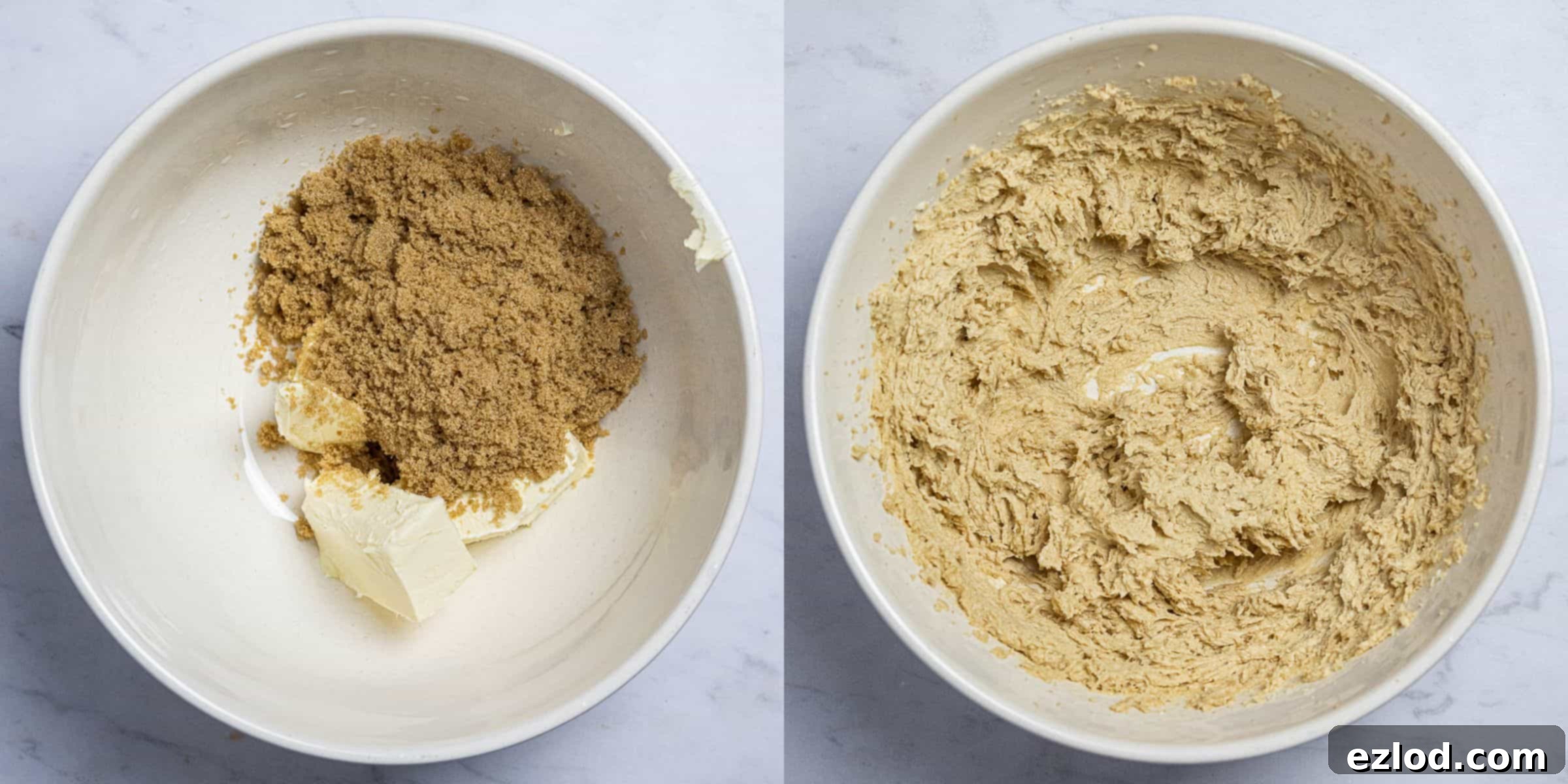 Plant-Based Dundee Cake 5 Step 1, a two image collage of whisking the butter and sugar.