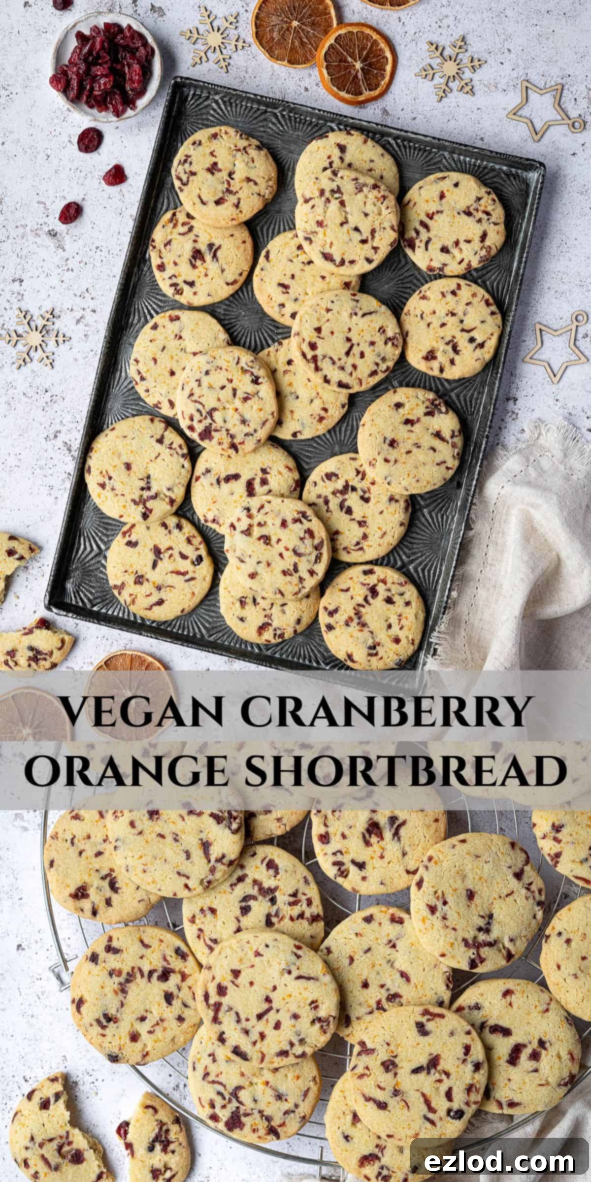 Vegan Zesty Cranberry Orange Shortbread 15 A Pinterest-optimized collage image showcasing delicious vegan cranberry orange shortbread cookies, perfect for holiday baking inspiration.