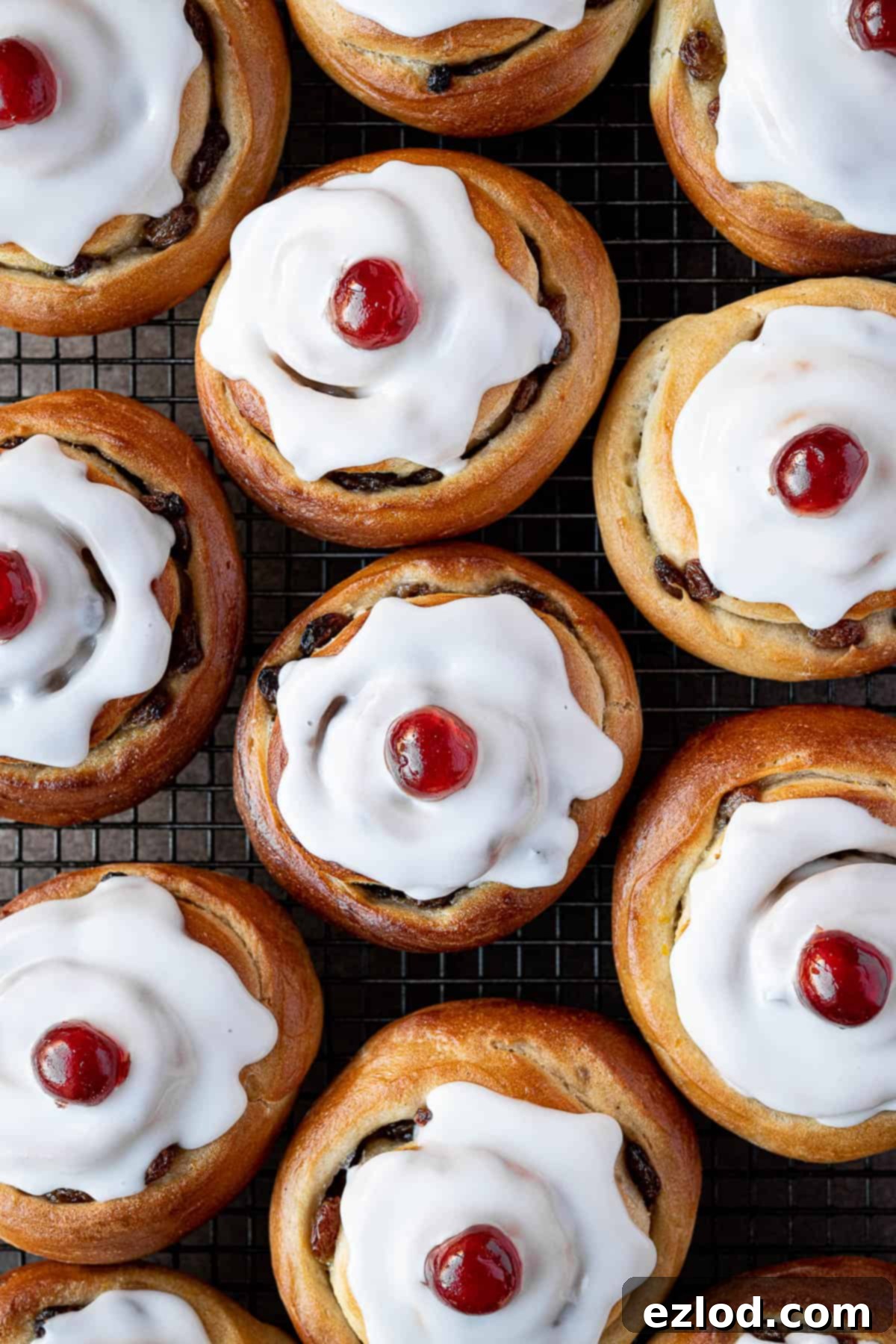 Plant-Based Belgian Delights 10 Vegan Belgian buns on a wire cooling rack.