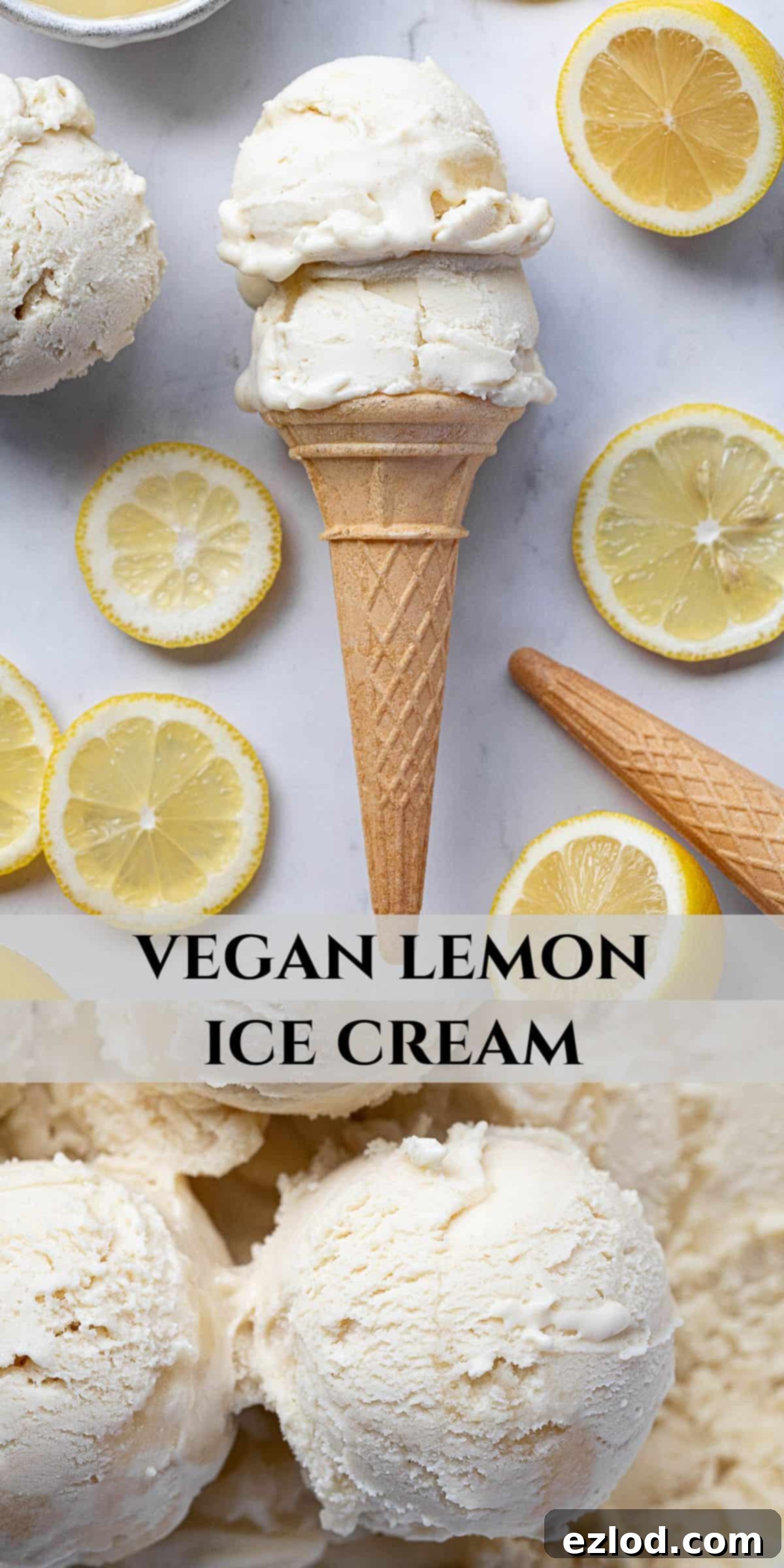 Refreshing Vegan Lemon Delight 12 A Pinterest-optimized collage image showcasing various delectable aspects of the vegan lemon ice cream, including scoops, cones, and garnishes, perfect for sharing.
