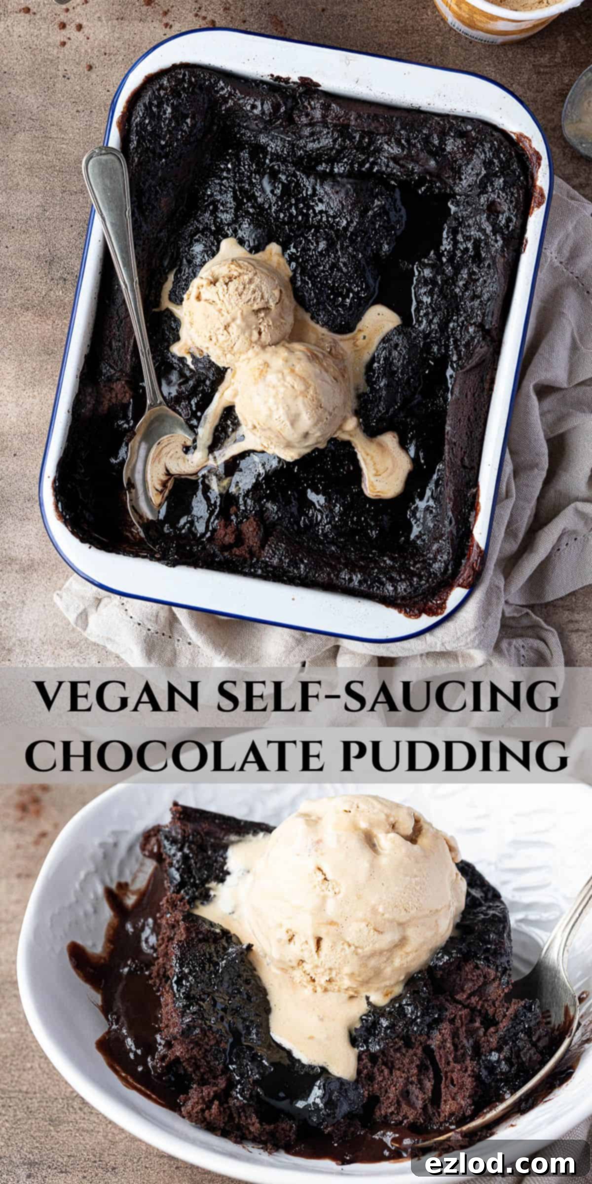 Decadent Vegan Chocolate Lava Pudding 12 Pinterest collage image.