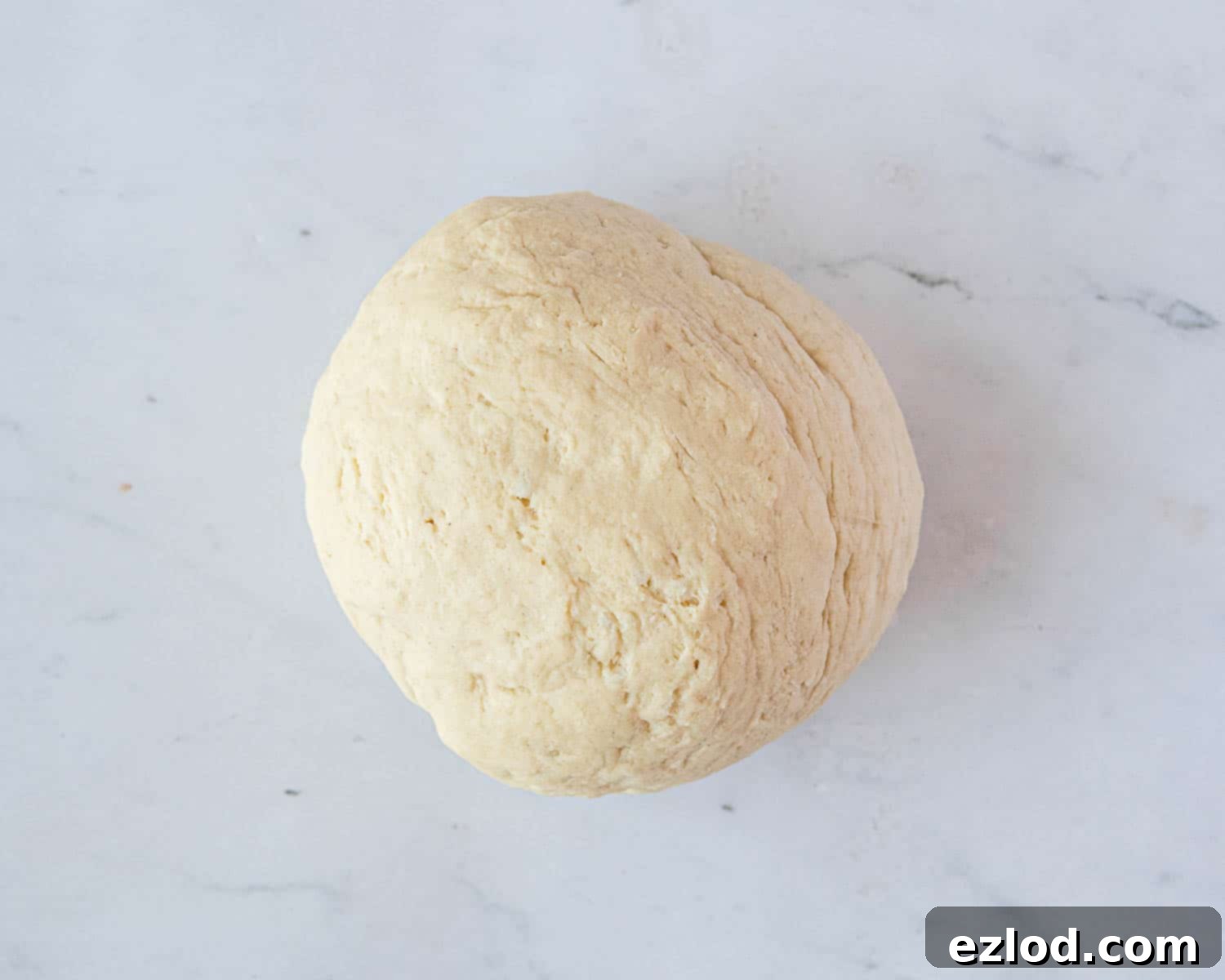 Luscious Vegan Jam Roly-Poly 7 Step 4 in making vegan jam roly-poly: the finished pastry dough, smooth and ready to be rolled out.