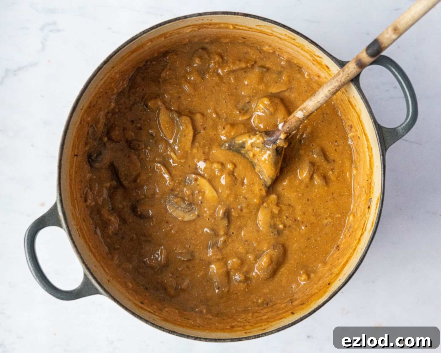 Creamy Vegan Mushroom Stroganoff 6 Step 3, the cooked stroganoff.