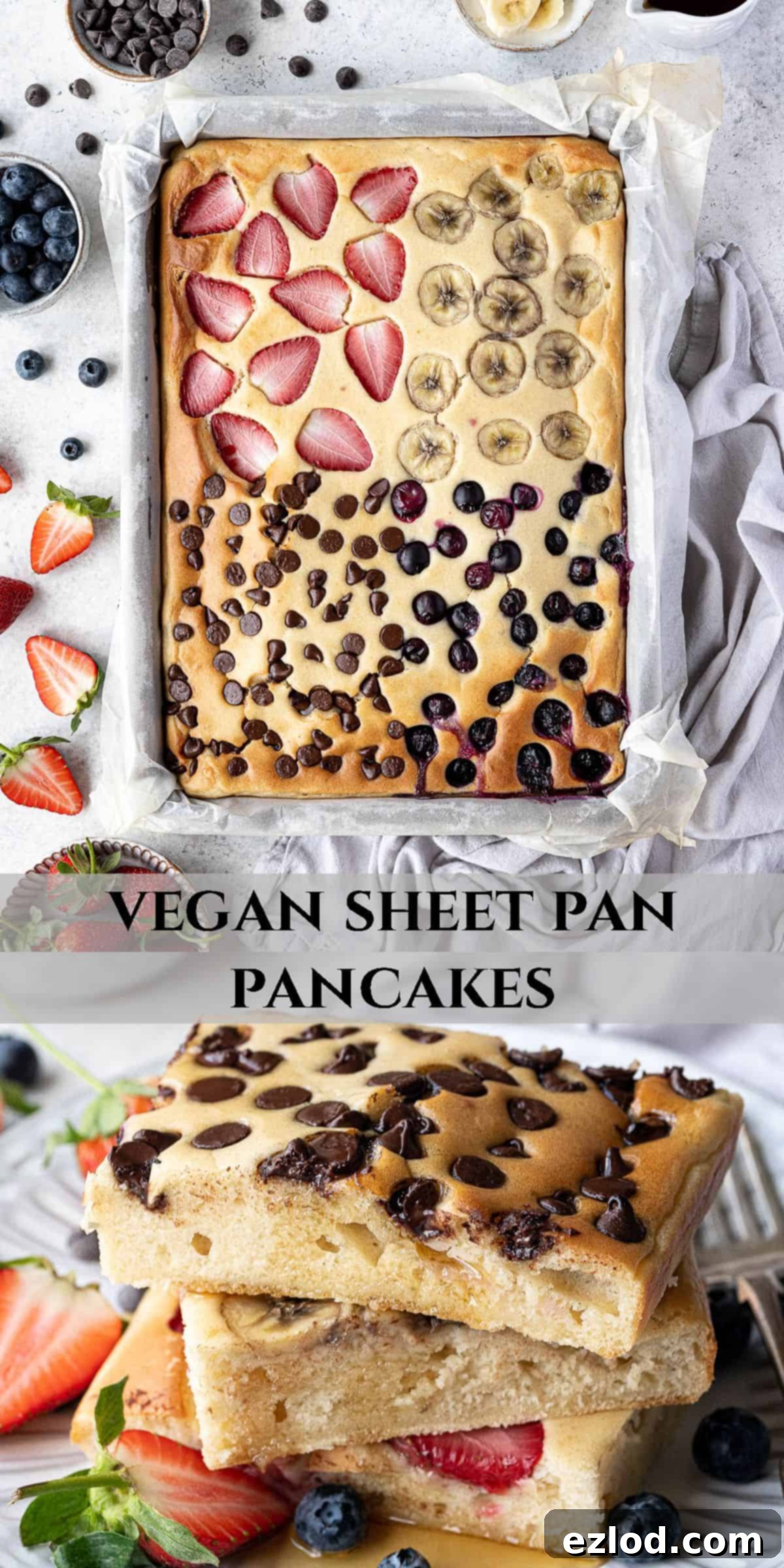 Effortless Vegan Sheet Pan Pancakes 11 Pinterest collage image.