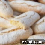 Delicate Vegan Ladyfingers 16 Close up of a broken vegan ladyfinger cookie.