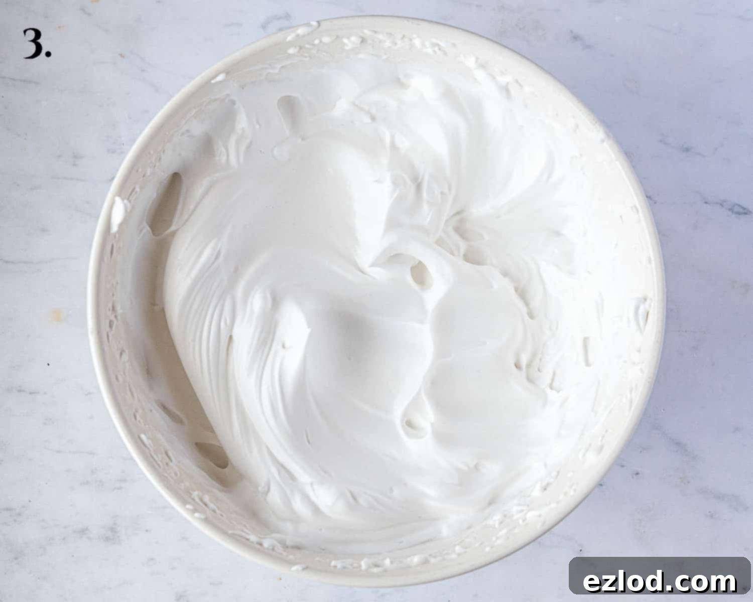 Delicate Vegan Ladyfingers 6 Step 3 of the recipe: The aquafaba meringue is thick, glossy, and holds stiff peaks.