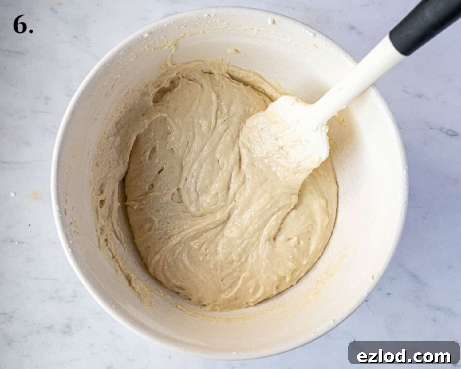 Delicate Vegan Ladyfingers 9 Step 6 of the recipe: The finished batter, thick, sticky, and ready for piping.