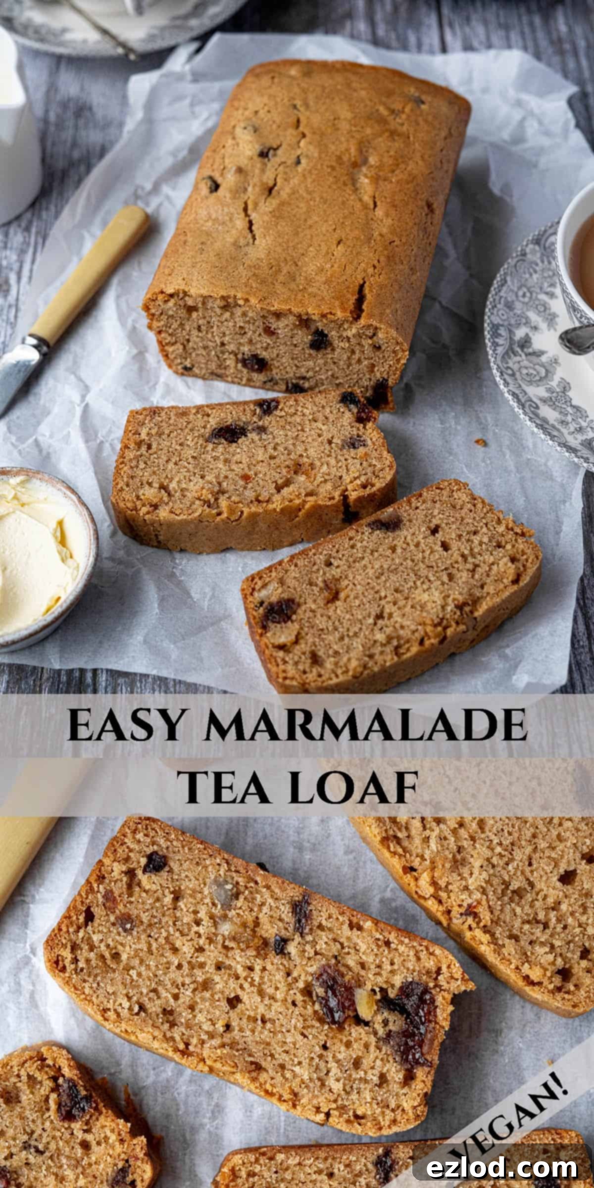 Zesty Vegan Marmalade Tea Loaf 12 A Pinterest collage image featuring various enticing shots of the easy vegan marmalade tea loaf, perfect for sharing.