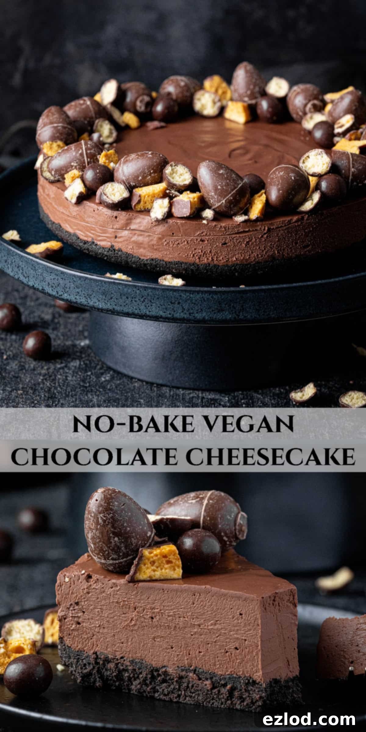 Velvet Vegan Chocolate Cheesecake 15 Pinterest collage image.