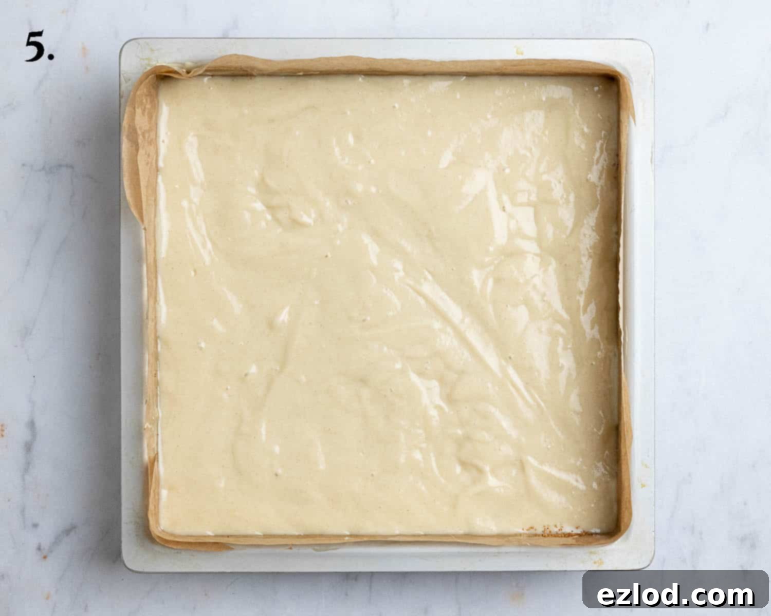 Plant-Based Streusel Cake 9 Step 5, the batter in the cake tin.
