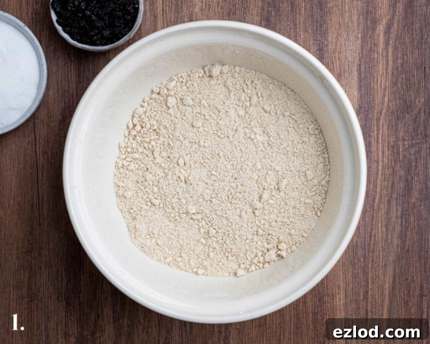 Homestyle Vegan Soul Cakes 5 Step 1, the butter rubbed into the dry ingredients.