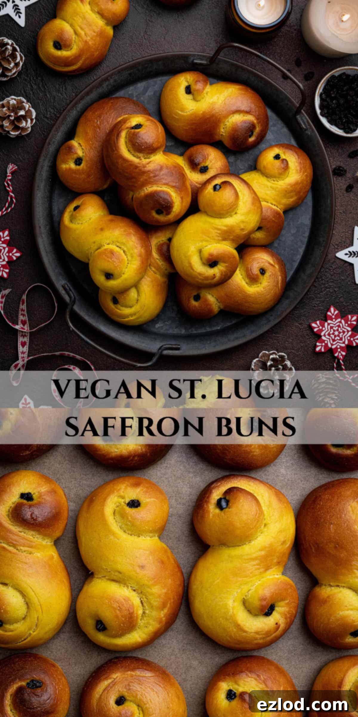 Plant-Based Saffron Buns for St. Lucia 18 Pinterest collage image.