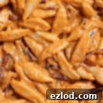 Velvety Gochujang Cream Pasta with Vegan Scissor Tofu 14 Close up of scissor cut tofu pasta noodles with creamy gochujang sauce.