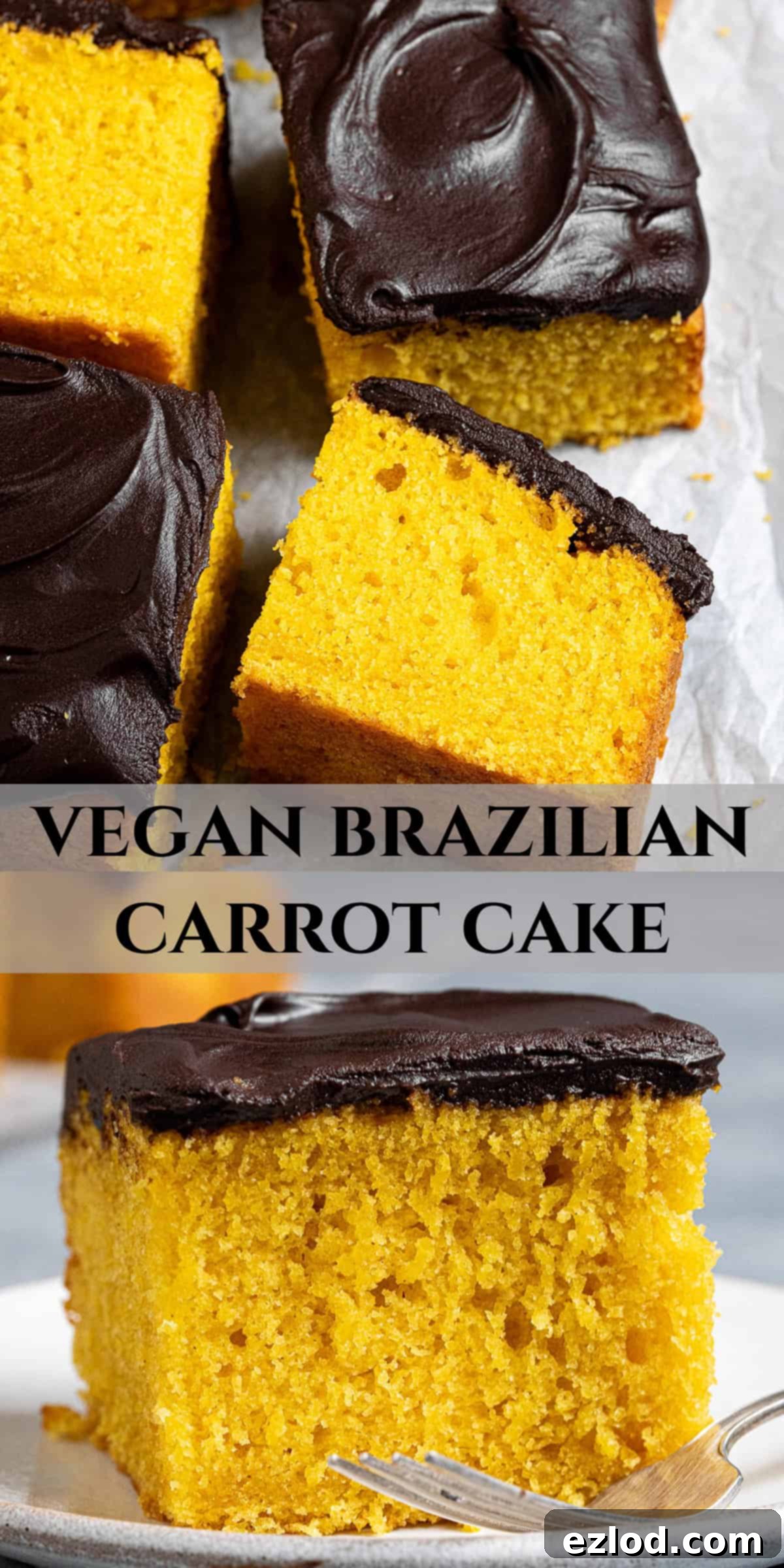 Sun-Kissed Vegan Brazilian Carrot Cake 12 Pinterest collage image.