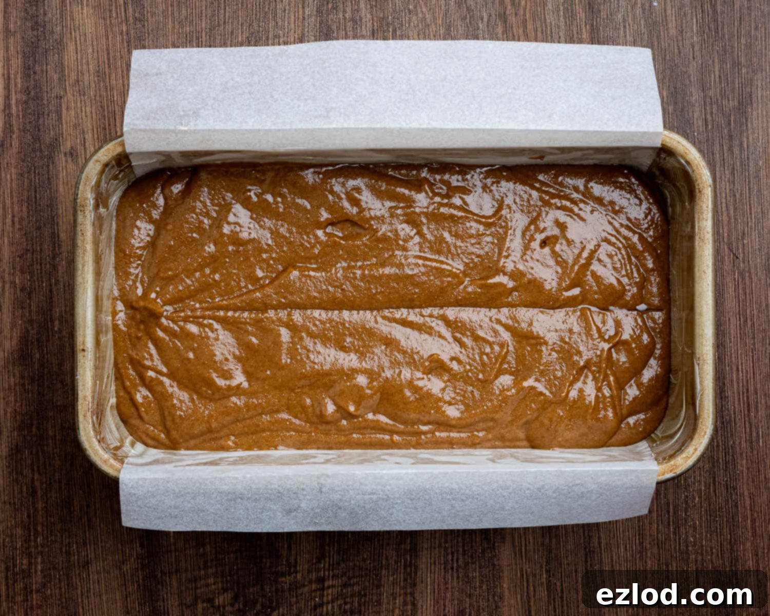 Vegan Pumpkin Gingerbread 7 Step 3, the batter in the tin.