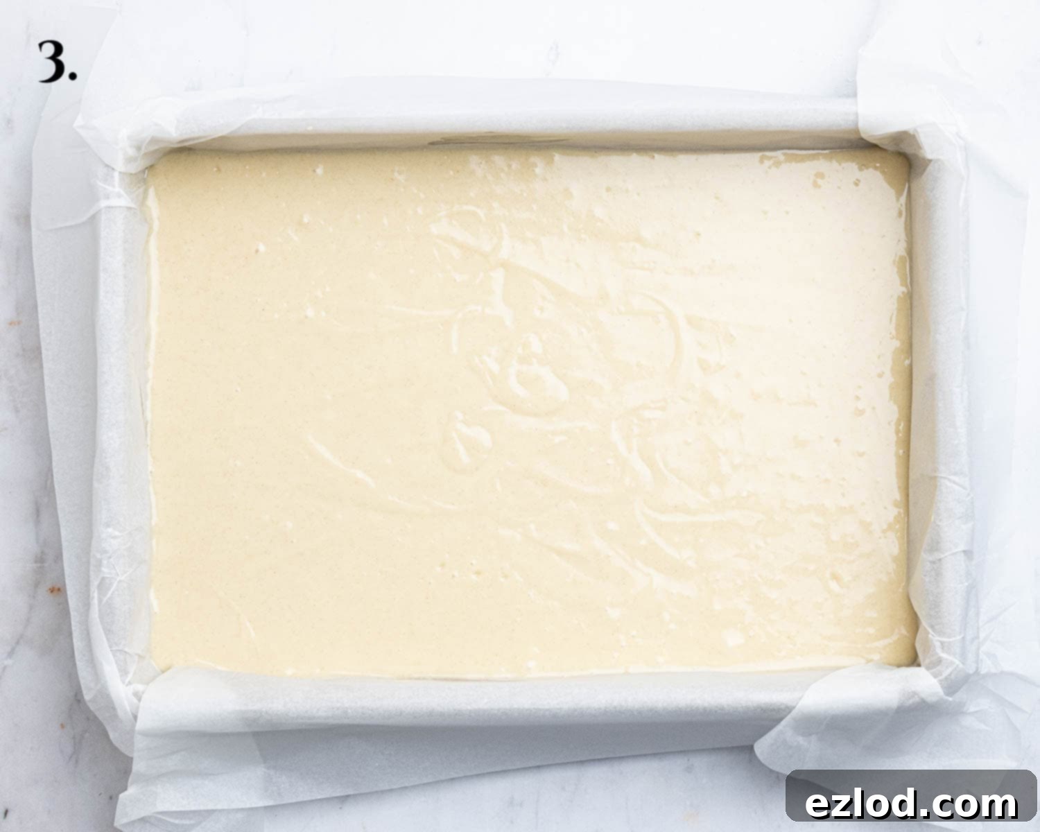 Classic Vegan School Treat 7 Step 3, the cake batter in the tin.