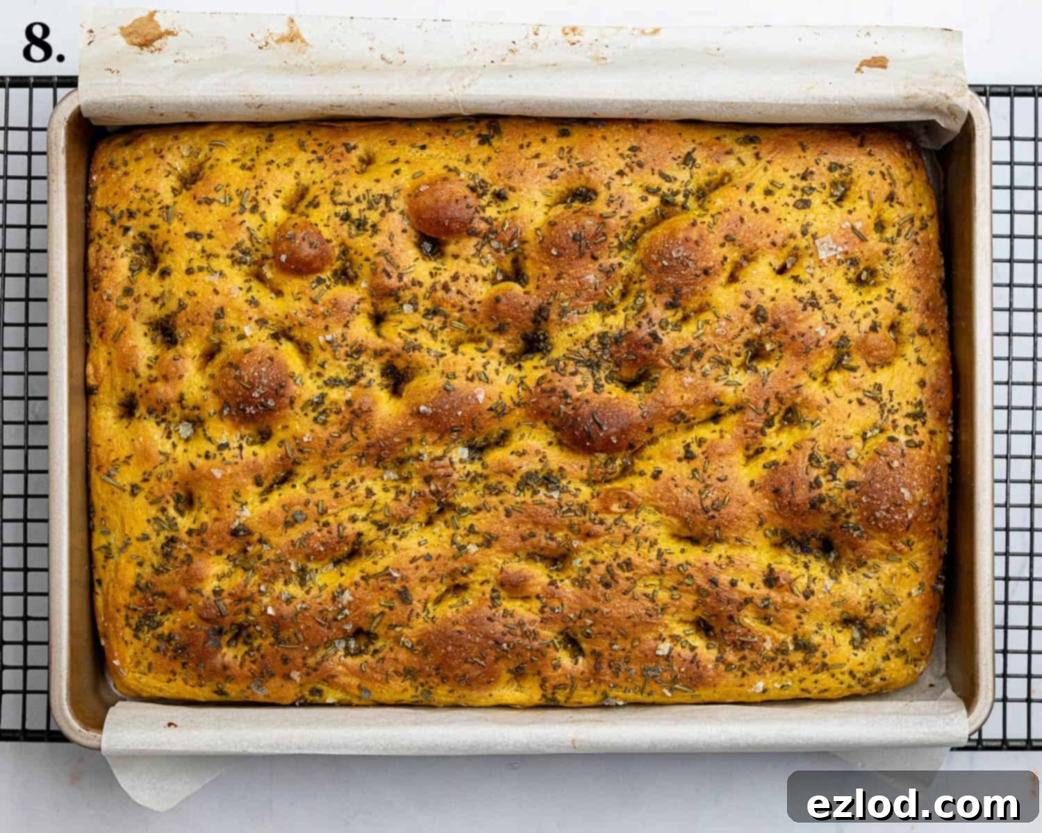 Autumn Spiced Vegan Pumpkin Focaccia 12 Step 8, the baked focaccia.
