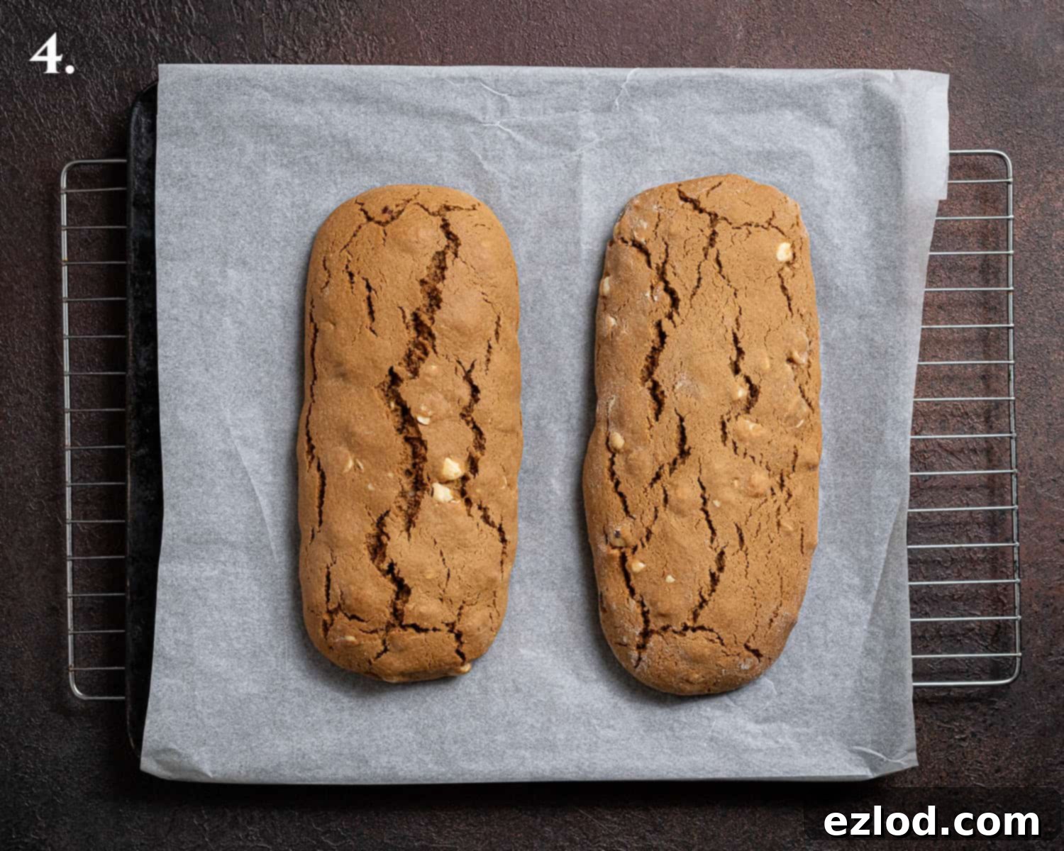 Plant-Based Coffee Hazelnut Biscotti 8 Step 4, the baked logs.