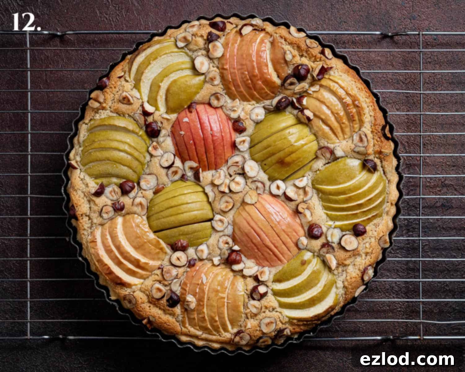Elegant Vegan Apple Hazelnut Frangipane Tart 16 Step 12: The gorgeously baked vegan apple hazelnut frangipane tart, golden brown and perfectly set.