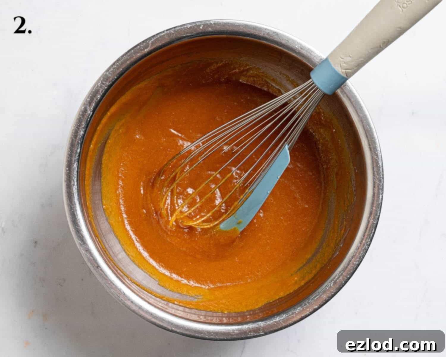 Step 2, the wet ingredients for the cake in a bowl.