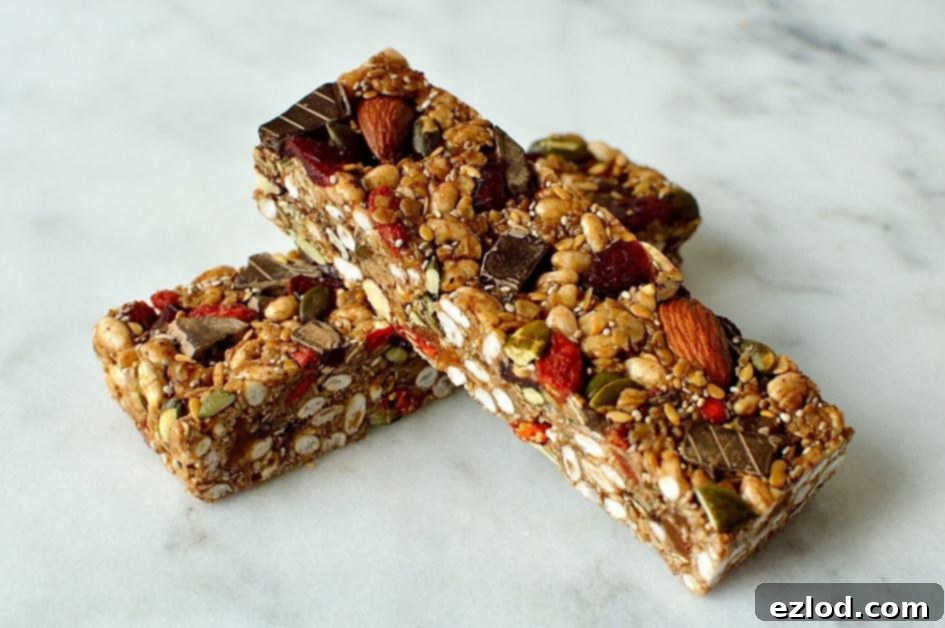 Effortless Superfood Energy Bars 3 No-bake superfood chewy granola bars, packed full of seeds, nuts, dried fruit and dark chocolate