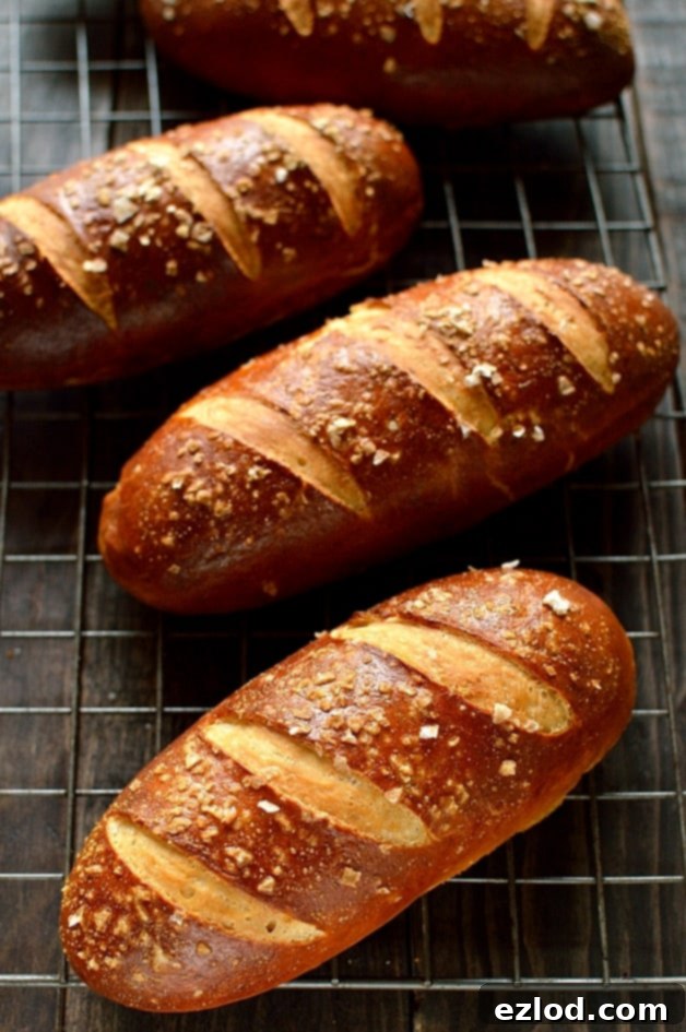 Brewmaster's Pretzel Hot Dog Buns 4 Delicious ale pretzel hot dog buns with coarse sea salt