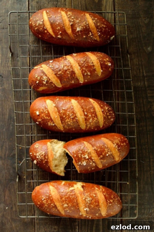 Brewmaster's Pretzel Hot Dog Buns 7 Close up of beer pretzel hot dog buns texture