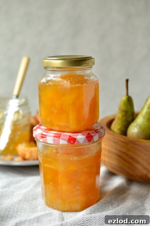Small Batch Pear Ginger Jam 4 Pear and ginger jam - small batch, no added pectin, a great Christmas gift.