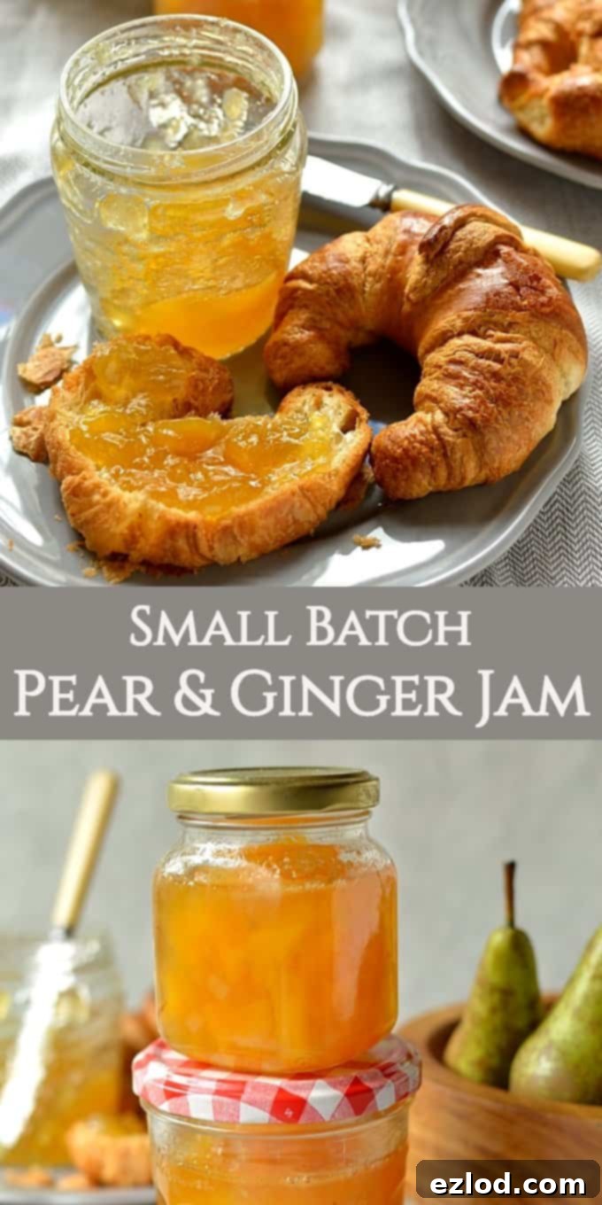 This small batch, no added pectin pear and ginger jam makes a delicious, firey, Autumnal jam that is perfect for breakfast, filling cakes or for gifting at Christmas! #jam #canning #preserves #preserving img 4446 7