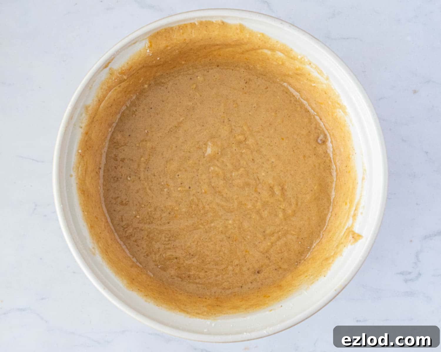 Sun-Kissed Vegan Ginger Cake with Tangy Marmalade 6 Step 3: The rich, smooth, and lump-free finished cake batter, ready for baking.