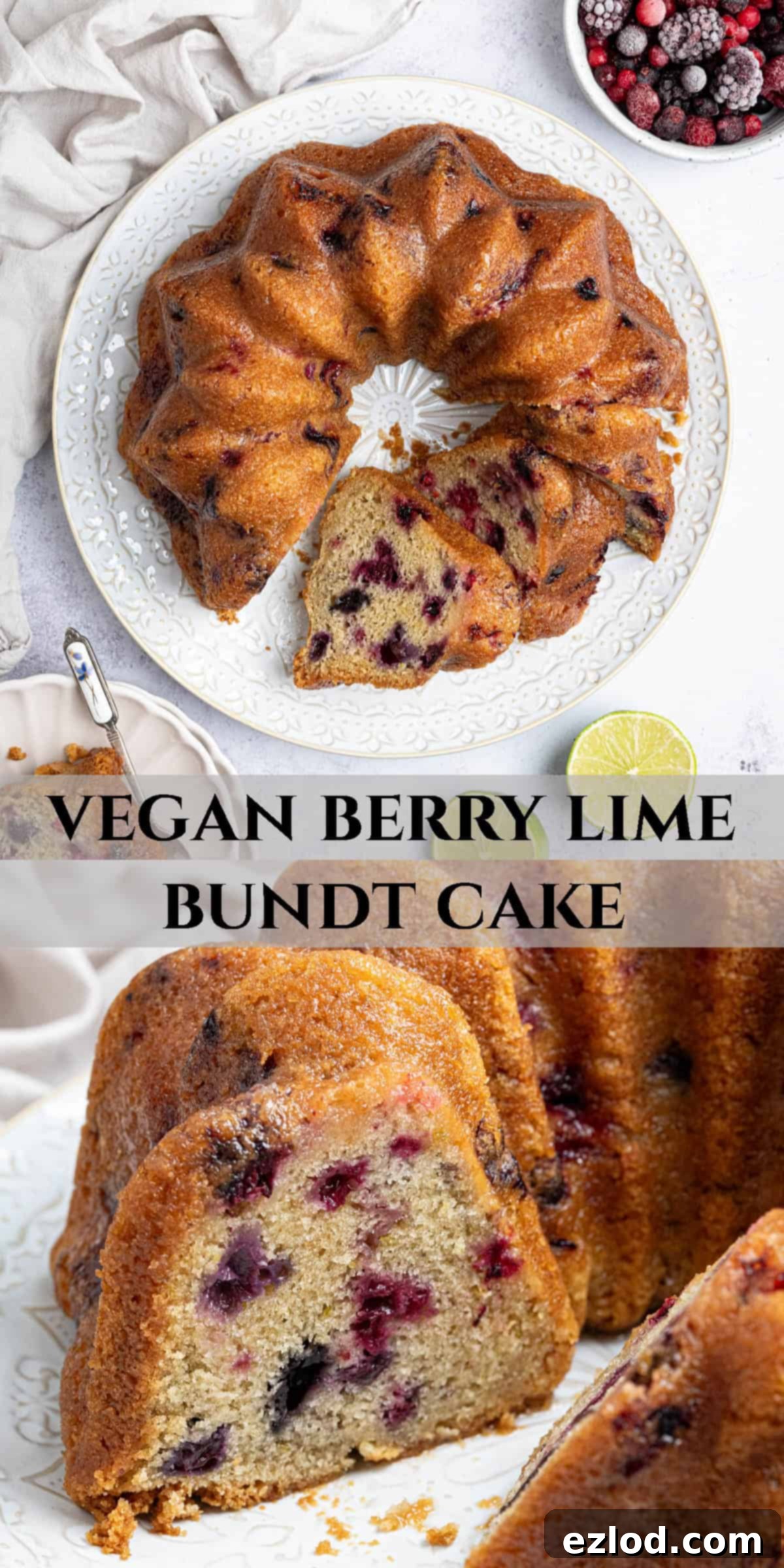Vegan Berry Lime Bundt Cake 15 A Pinterest-friendly collage image showcasing the beautiful vegan berry lime bundt cake, perfect for pinning.