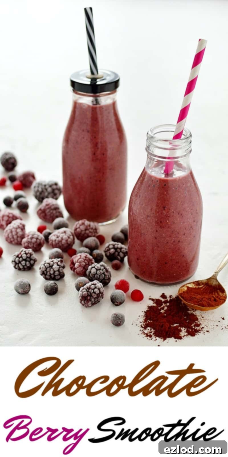 Berry Cocoa Dream 2 Close-up of a healthy chocolate berry smoothie, showing its creamy texture