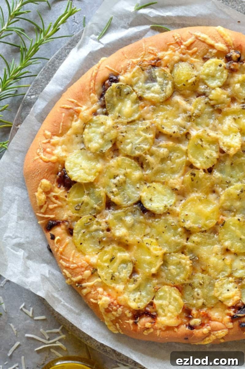 Gruyère Pizza with Rosemary New Potatoes & Sweet Onions 7 New potato, caramelised onion, rosemary & gruyère pizza