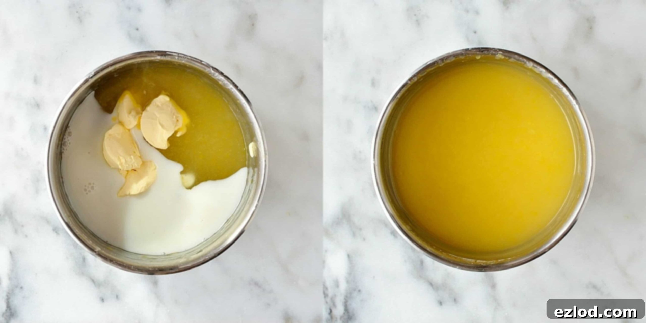 Zesty Plant-Based Lemon Cream 9 The final step of making vegan lemon curd, stirring in almond milk and vegan butter until smooth and glossy. The finished egg-free, dairy-free lemon spread is vibrant and ready to be jarred.