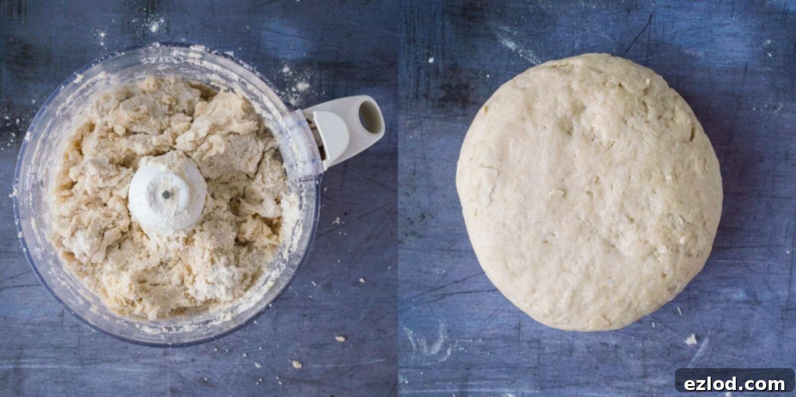 Vegan Blueberry Pie with a Flaky Coconut Oil Crust 7 Step-by-step image showing coconut oil pastry dough forming into a ball
