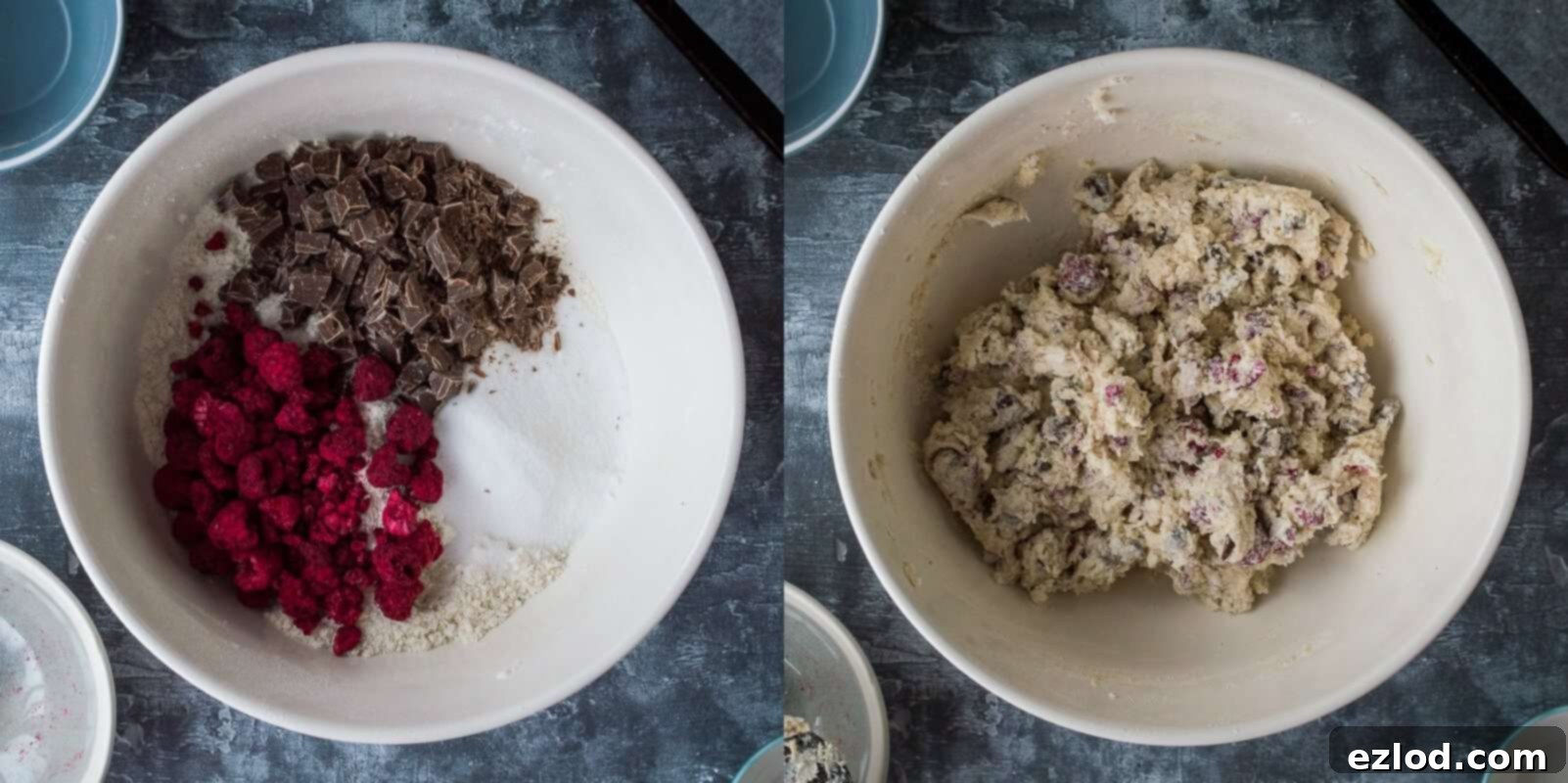 Decadent Vegan Chocolate Raspberry Scones 7 vegan chocolate raspberry scones step 2 - mixing dough
